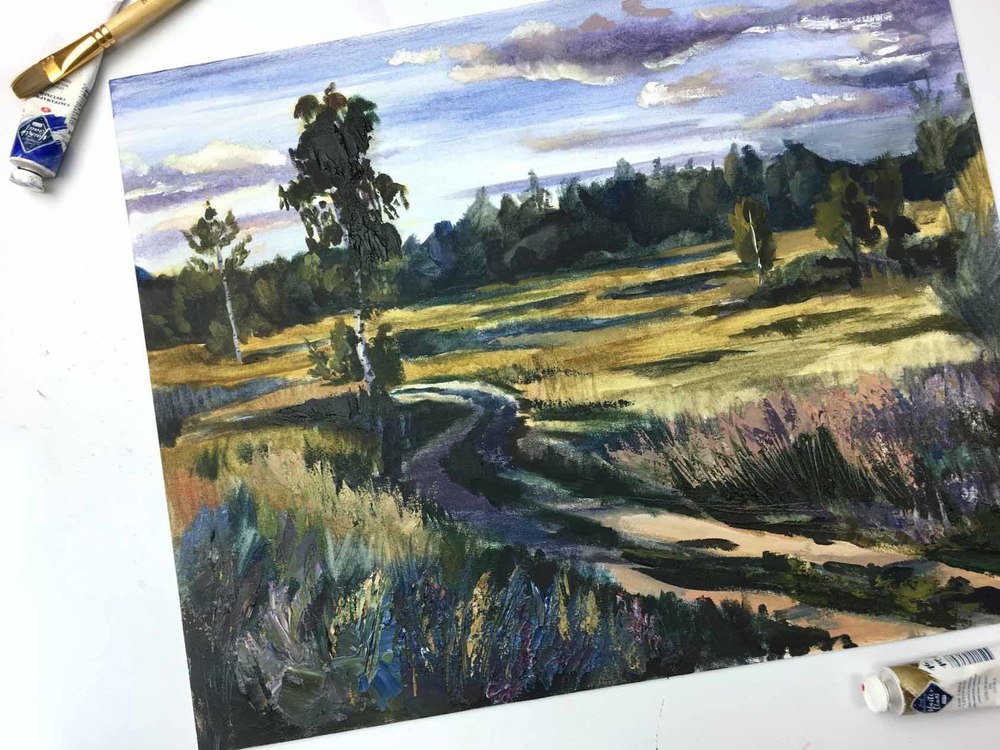 Живопись маслом Дорога в деревню - Копнина (2017)_0.jpg